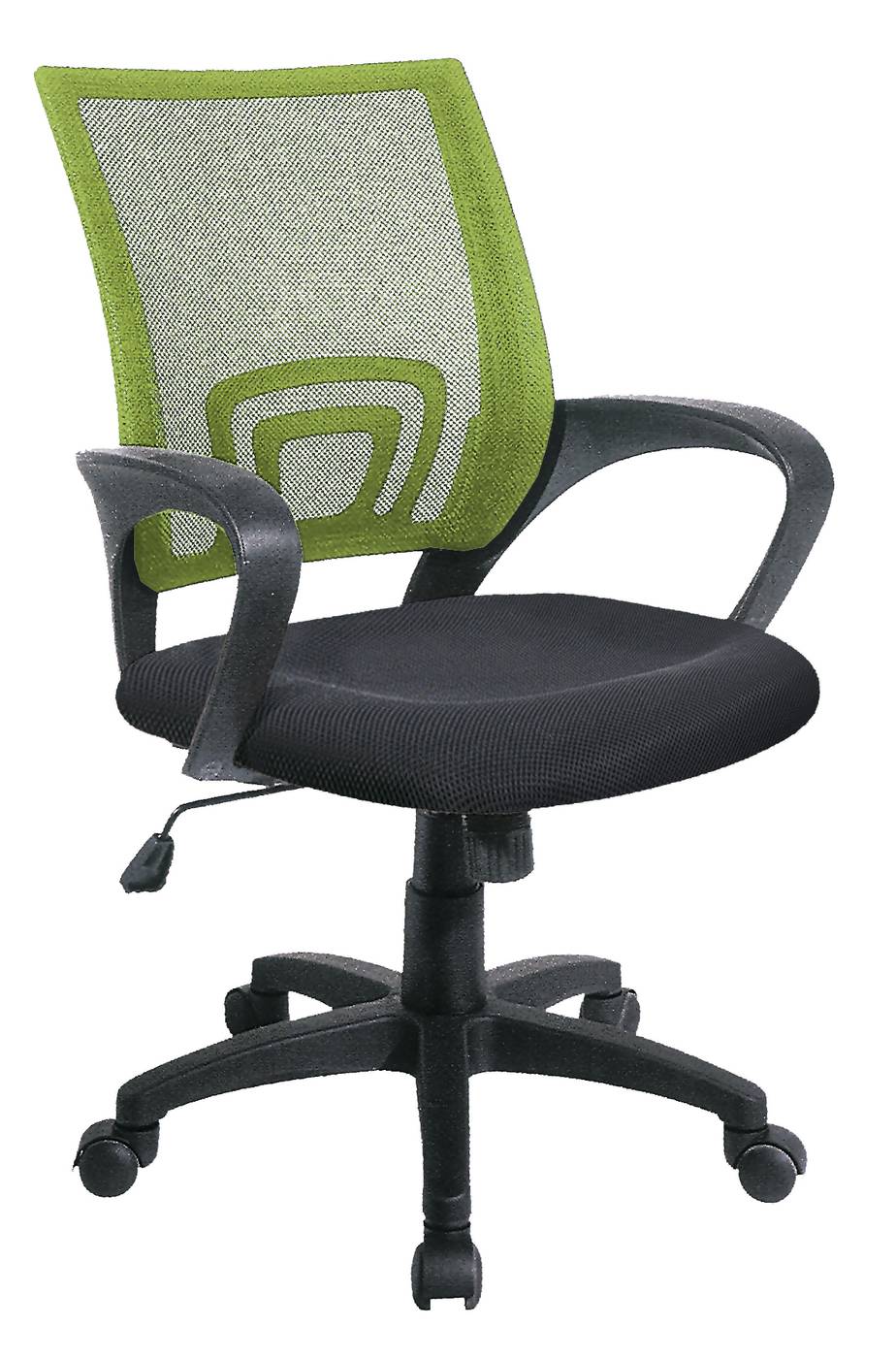 Silla giratoria, con ruedas, elevable, con respaldo transpirable color verde