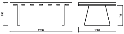 esquema Mesa de Teca 220x100 [Arlington]