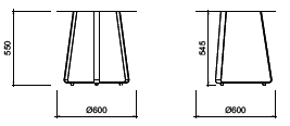 esquema Mesa auxiliar ◯ 60 de aluminio (Bangor)