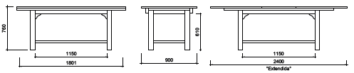 esquema Mesa Extensible 180/240 Teca  [Mati]