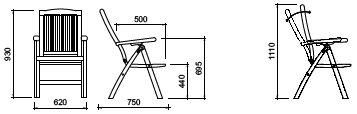 esquema Sillón Reclinable Teca [Naga]