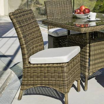 Silla de comedor-jardín de ratán sint. [Borsalino] de Hevea - Silla de comedor-jardín de medula sintética calidad extra, de color marrón.