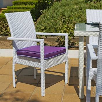Sillón comedor-jardín apilable de ratán [Emir] de Hevea - Sillón apilable de comedor para jardín o terraza, de ratán sintético color blanco