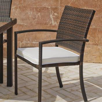 Sillón comedor-jardín apilable de ratán [Bahia] de Hevea - Sillón apilable de comedor para jardín o terraza, de ratán sintético color marrón