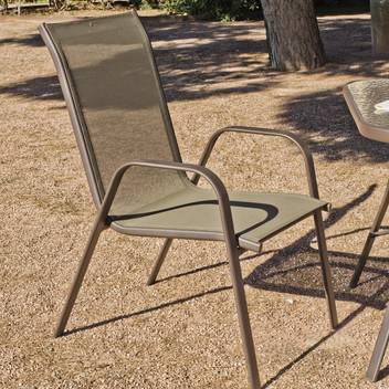 Sillón apilable de  acero y textilen [Macao] de Hevea - Sillón apilable de acero para jardín o terraza, con asiento y respaldo de textilen