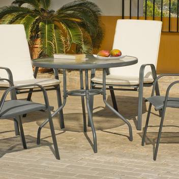 Conjunto mesa ◯90 + 4 sillones de acero [Sulam] de Hevea - imagen 2