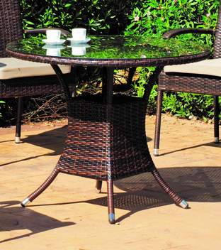 Conjunto mesa ◯90 + 4 sillas de ratán [Bahia] de Hevea - imagen 3