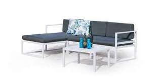 Set alumino: chaiselonge 3p y mesa centro [Chenit] de Hevea - Conjunto de aluminio para jardín : Chaiselonge 3 plazas + 1 mesa de centro. Disponible en color blanco, antracita, champagne, plata o marrón.