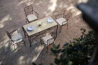 Conjunto forja Sevilla de Jayso - Conjunto de forja con mesa de cerámica, werzalit o cristal y 4 sillones