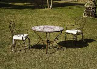 Conjunto forja Toledo de Jayso - Conjunto de forja con mesa redonda de varios tamaños y acabados y 4 sillones