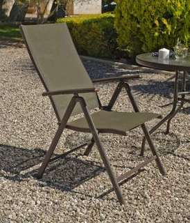 Tumbona Acero Macao de Hevea - Tumbona plegable multiposiciones color bronce, con asiento y respaldo de Textilen