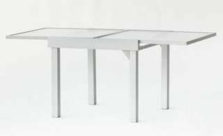 Mesa Ext. Aluminio Mantua de Hevea - Mesa de aluminio extensible de 90 a 180 cm., con tablero de cristal templado