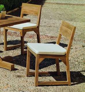 Silla Madera Teka Windsor de Hevea - Silla para jardín de madera de teka lux, con cojín asiento.