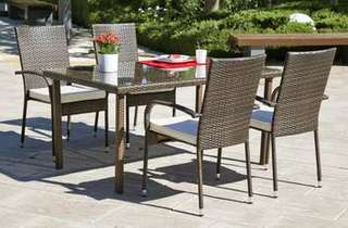 Conjunto mesa ▯150 + 4 sillones de ratán [Bergamo] de Hevea - imagen 4