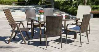 Conjunto mesa ▯150 + 4 sillones de ratán [Bergamo] de Hevea - imagen 3