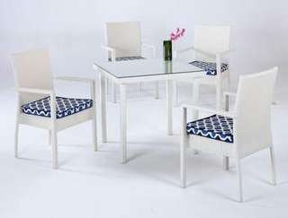 Set mesa ▢80 + 4 sillones de ratán [Sandra-Emir] de Hevea - imagen 2