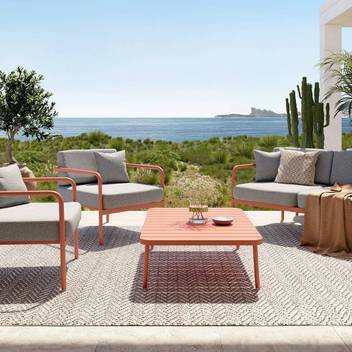 Set sofá 2 plazas + 2 sillones + mesa [Cannes] de Grosfillex - Conjunto de jardín formado por sofá 2 plazas, 2 sillones y mesa de centro. Disponible en dos colores diferentes.