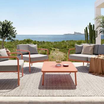 Conjunto Aluminio Cannes de Grosfillex - Conjunto de jardín formado por sofá 2 plazas, 2 sillones y mesa de centro. Disponible en dos colores diferentes.