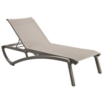 Cama/tumbona de fibralite y textilen [Sunset] de Grosfillex - Cama/tumbona apilable , con ruedas, para jardín y terraza. Fabricada de fibralite y textileno. Disponible en color blanco, gris, bronce, o negro.
