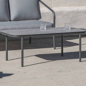 Mesa de centro ▯120 de aluminio y HPL [Alexis] de Hevea - Mesa de centro de aluminio, para jardín o terraza, con tablero HPL de 120 cm. De color blanco, antracita, champagne, plata, marrón o nude.