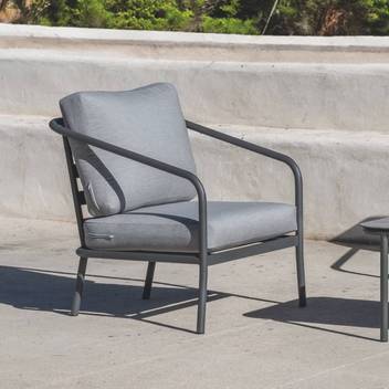 Sillón confort de aluminio para jardín [Alexis] de Hevea - Sillón con cojines desenfundables, para exterior. Estructura aluminio color blanco, antracita, champagne, plata, marrón o nude.