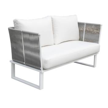 Sofá 2 plazas de aluminio y cuerda de jardín[Alis] de Hevea - Sofá relax 2 plazas para exterior, con cojines desenfundables. Estructura de aluminio recubierta de cuerda redonda. Disponible varios colores.