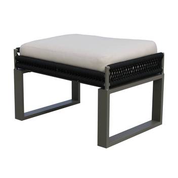 Taburete de aluminio y cuerda para jardín [Alis] de Hevea - Taburete/Reposapiés con cojín. Estructura de aluminio recubierta de cuerda redonda. Disponible varios colores.