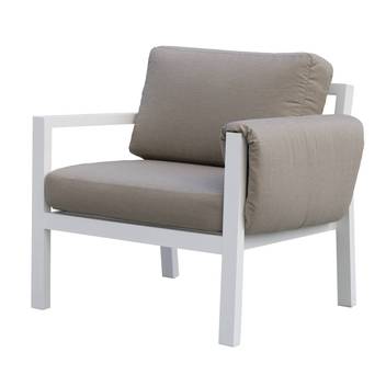 Sillón de aluminio c/cojines en brazos [Arizona] de Hevea - Sillón relax para jardín de alumino, con opción de cojines en los brazos. En color: blanco, antracita, marrón, nude, champagne o plata.
