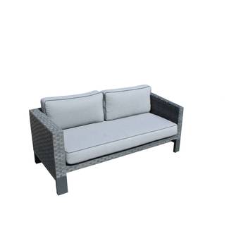Sofá 2p de aluminio y ratán para jardín [Borneo] de Hevea - Sofá 2 plazas lujo para exterior, con cojines desenfundables. Hecho de aluminio y médula sintética color blanco o antracita.