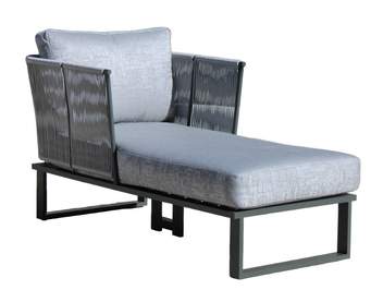 Cama Cuerda Alis-12 de Hevea - Cama relax lujo, con respaldo reclinable. Fabricada de aluminio y cuerda en color ambar, plata o negro.