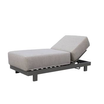Cama de aluminio con cojín XL [Ilinois] de Hevea - Cama aluminio 5 posiciones, con cojín extra grande, para jardín. Estructura de aluminio color blanco, antracita, champagne, plata o marrón.