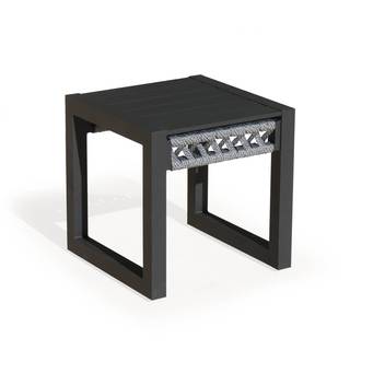 Mesa auxiliar ▢40 de aluminio y cuerda [Cayman] de Hevea - Mesa auxiliar 40x40cm de aluminio y cuerda, para jardín o terraza. Disponible en color blanco, antracita, champagne o marrón.