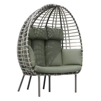 Sillón doble de aluminio y cuerda [Colombo] de Hevea - Sillón envolvente doble para jardín, con cojines desenfundables. Fabricado de aluminio y cuerda en color blanco, antracita o champagne.