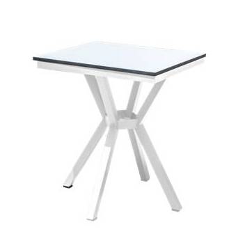 Mesa auxiliar ▢60 de aluminio [Donia] de Hevea - Mesa auxiliar cuadrada para jardín o terraza. Estructura robusta de aluminio y tablero laminado HPL. Disponible en varios colores.