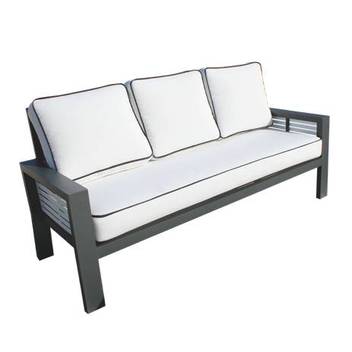 Sofá 3 plazas de aluminio bicolor de jardín [Gala] de Hevea - Exclusivo sofá 3 plazas para exterior, de alumnio bicolor, con cojines gran confort desenfundables.