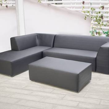 Set Chaiselongue Ganges de Hevea - Lujoso conjunto de aluminio tapizado con piel nautica o premiun: Chaiselonge + sofá 2/3 plazas + mesa de centro.