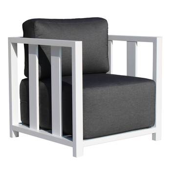 Sillón de aluminio cojines extra grandes [Ilinois] de Hevea - Sillón luxe de alumino, con cojines ultra confort extra grandes, para jardín. Colores: blanco, antracita, marrón, champagne o plata.