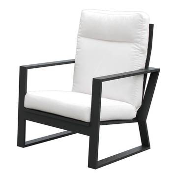 Sillón confort de aluminio para jardín [BoloniaXL] de Hevea - Sillón relax-confort para exterior, con cojines desenfundables. Estructura de aluminio color blanco, plata, marrón, nude, champagne o antracita.