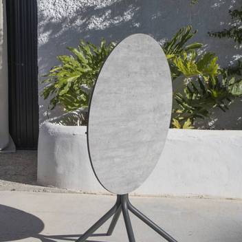 Mesa plegable ◯80 de aluminio y HPL [Mistral] de Hevea - Mesa redonda para jardín o terraza, con patas ensambladas de aluminio y tablero HPL de 80 cm. Disponible en varios colores.