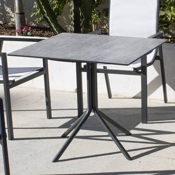 Mesa plegable ▢70 de aluminio y HPL [Mistral] de Hevea - Mesa cuadrada para jardín o terraza, con patas ensambladas de aluminio y tablero HPL de 70 cm. Disponible en varios colores.