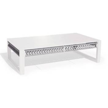 Mesa de centro ▯135 de aluminio-cuerda [Monterrey] de Hevea - Mesa de centro rectangular gran lujo para jardín, de 135 cm. de acnho. Fabricada de aluminio y cuerda. Colores: blanco, gris, marrón o champagne.