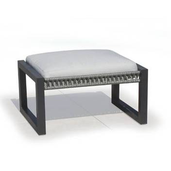 Taburete aluminio c/cojín para jardín [Monterrey] de Hevea - Taburete/Reposapiés gran lujo, con cojín desenfundable. Fabricado de aluminio y cuerda en color blanco, gris, marrón o champagne.