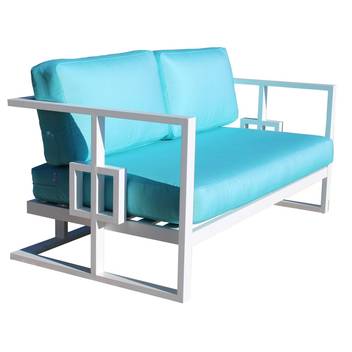 Sofá 2 plazas de aluminio para jardín [Palermo] de Hevea - Sofá 2 plazas para exterior de alumino, con cojines gran confort. Disponible en color blanco, antracita, marrón, champagne o plata.