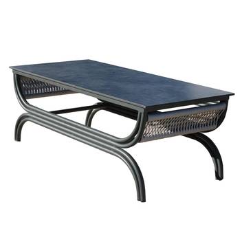 Mesa de centro ▯140 de aluminio y cuerda [Saona] de Hevea - Mesa de centro de alumino y cuerda para jardín. Disponible en color blanco, antracita, champagne, plata, marrón o nude