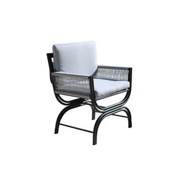 Sillón comedor-jardín de aluminio y cuerda [Saona] de Hevea - Sillón de comedor para exterior, de aluminio y cuerda redonda. Disponible en color blanco, antracita o champagne.