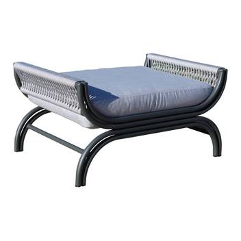 Taburete de aluminio y cuerda para jardín [Saona] de Hevea - Taburete/Reposapiés alumino y cuerda, con cojín. De color blanco, antracita, marrón, nude, champagne o plata.