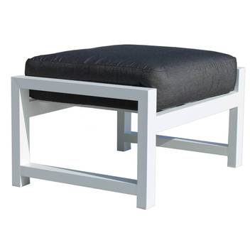 Taburete aluminio c/cojín para jardín [Valisan] de Hevea - Taburete/Reposapiés luxe de alumino con cojín desenfundable. De color blanco, antracita, marrón, nude, champagne o plata.