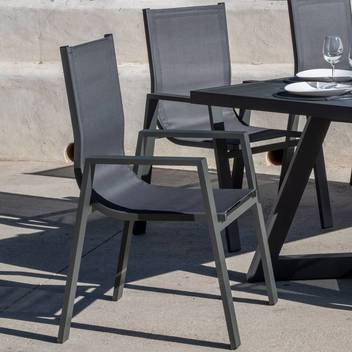 Sillón apilable de aluminio y textilen [Varoe] de Hevea - Sillón apilable de comedor para jardín o terraza, de aluminio, con asiento y respaldo integrado de textilen. Disponible en color blanco o antracita.