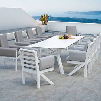 Mesa comedor-jardín ▯280 aluminio y HPL [Veneto] de Hevea - Mesa rectangular para jardín, de 220, 280 o 350 cm, con tablero laminado HPL. Estructura de aluminio en varios colores.