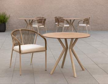 Mesa ◯80 /90 de aluminio y top HPL [Beirut] de Hevea - Mesa de aluminio con tablero HPL para jardín o terraza, formato redonda de 80 o 90 cm y varios colores a elegir.